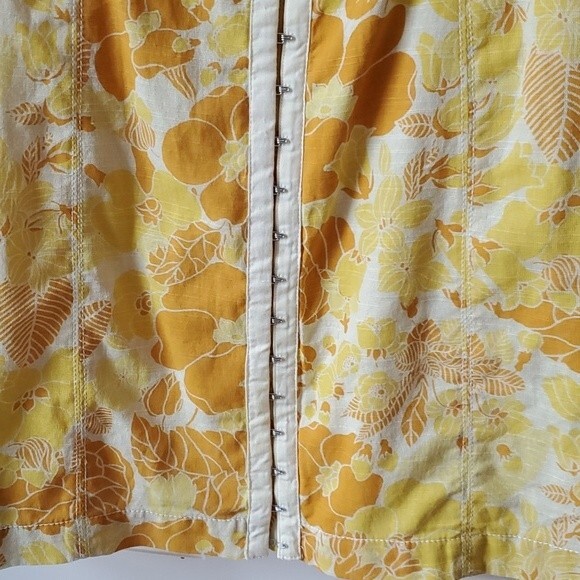 NWOT URBAN OUTFITTERS FLORAL PUFF SLEEVE BUSTIER DRESS YELLOW GOLD DEMURE - Picture 3 of 13